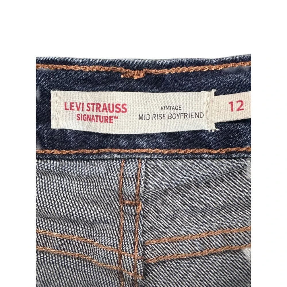 Signature by Levi Strauss & Co. Boyfriend Jeans Women 12 Blue Excellent Mid Rise